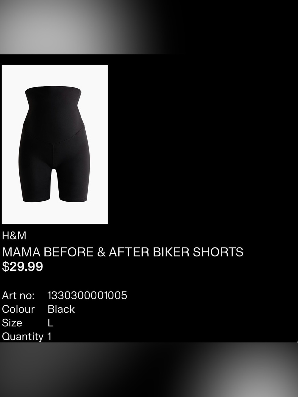 H&M MAMA Before and After Biker Shorts - NWOT
